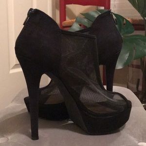 Forever21 All Black with Mesh High Heels Booties